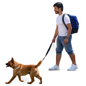 Man Walking Dog PNG 99