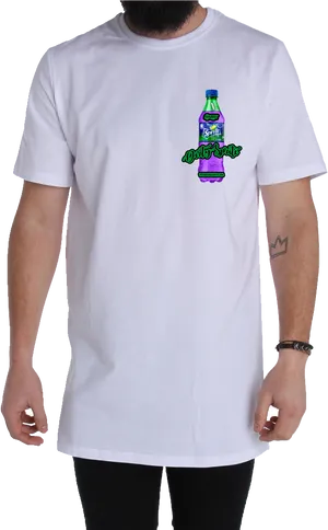 Man Wearing Dirty Sprite T Shirt PNG image