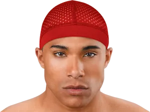 Man Wearing Red Durag PNG