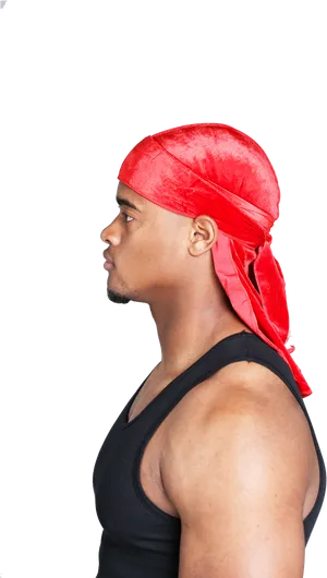 Man Wearing Red Durag Profile PNG