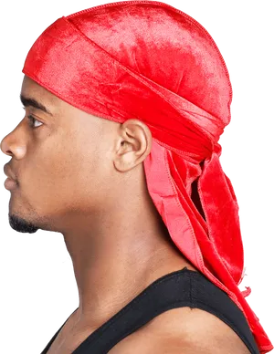 Man Wearing Red Durag Profile View PNG image