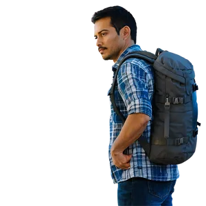 Man With Backpack PNG 05042024