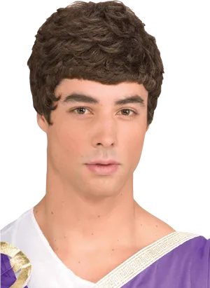 Man_with_ Brown_ Curly_ Wig PNG image