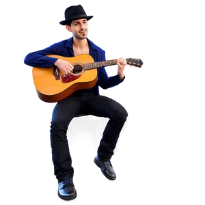 Man With Guitar PNG Xkf