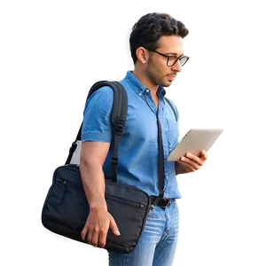 Man With Laptop Bag PNG 27