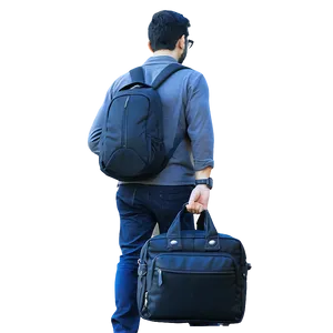 Man With Laptop Bag PNG Ndt