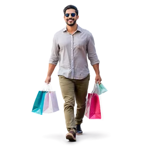 Man With Shopping Bags PNG Mte