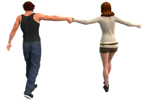 Man Woman Holding Hands Walking Away