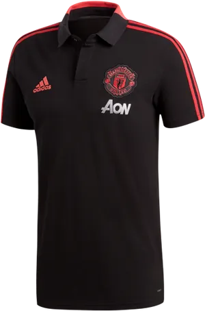 Manchester United Adidas Polo Shirt Black PNG image