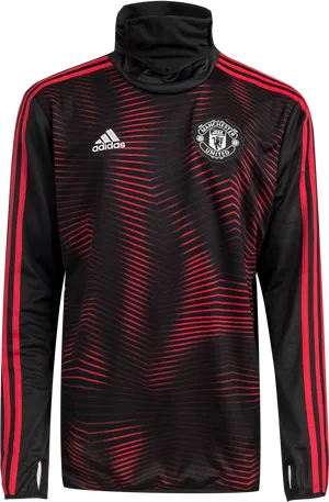 Manchester United Adidas Training Top Black Red PNG image