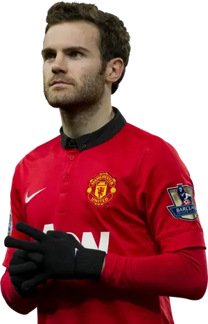 Manchester United Playerin Red Kit PNG image