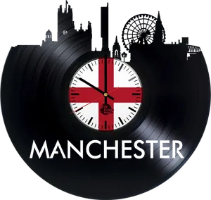 Manchester Vinyl Clock Design PNG image