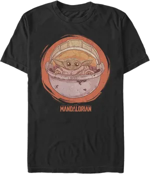 Mandalorian Themed Black T Shirt PNG image