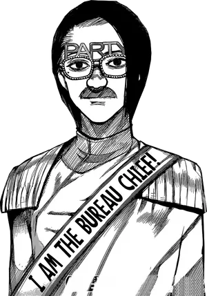 Manga Style Bureau Chief Illustration PNG