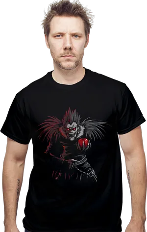 Manin Black Tshirtwith Graphic Design PNG image
