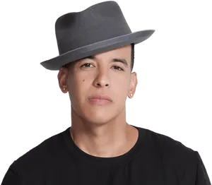 Manin Gray Fedora Hat PNG