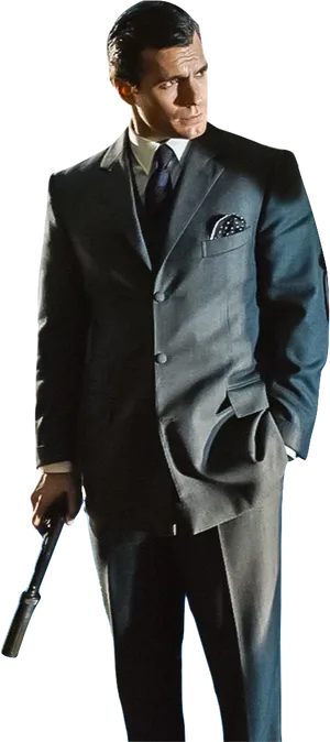 Manin Suitwith Gun PNG image