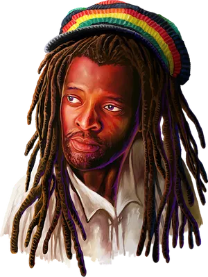 Manwith Dreadlocksand Rasta Hat PNG image