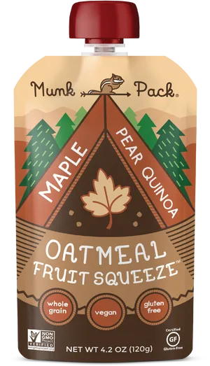 Maple Pear Quinoa Oatmeal Fruit Squeeze Packaging PNG image