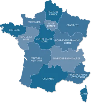 Mapof French Administrative Regions PNG image