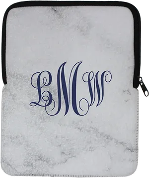 Marble Design Laptop Sleevewith Monogram PNG image