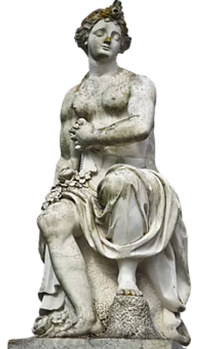 Marble Sculptureof Seated Woman PNG image