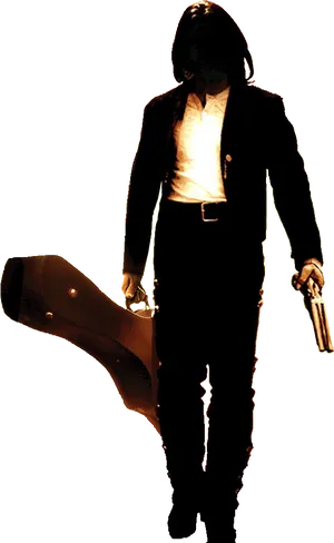 Mariachi Guitar Case Gunslinger PNG image