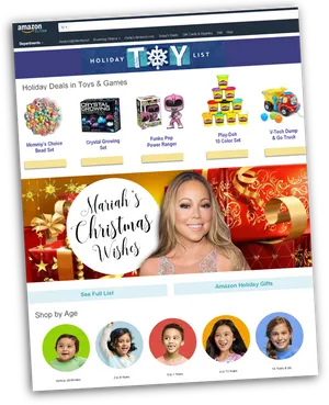 Mariahs Christmas Wishes Amazon Toy List PNG image