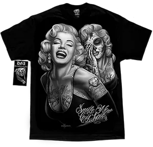 Marilyn Monroe Tattooed T Shirt Design PNG image