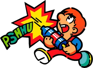 Mario Firing Super Scope Illustration PNG image