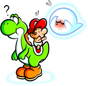 Mario Yoshiand Boo Encounter PNG
