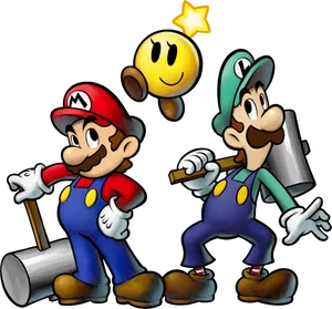 Marioand Luigiwith Star PNG image