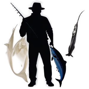 Marlin Fisherman Silhouette PNG Xpk