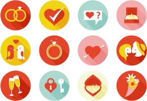 Marriage Icons Set PNG