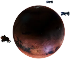 Mars Planet Spacecrafts Orbiting PNG image