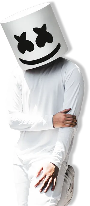 Marshmello D J Pose White Outfit PNG image