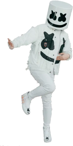 Marshmello D J White Outfit Action Pose PNG image