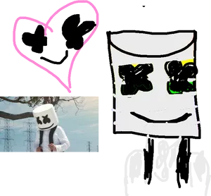 Marshmello Fan Artand Real Photo PNG image