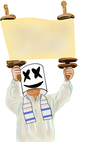 Marshmello Holding Blank Scroll PNG image