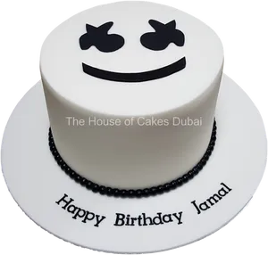 Marshmello Themed Birthday Cake PNG image
