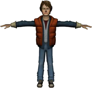 Marty Mc Fly3 D Model Pose PNG