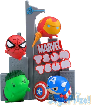 Marvel Tsum Tsum Figurines Display PNG image