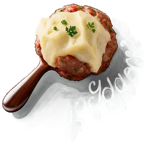 Mashed Potato Covered Meatballon Spoon PNG