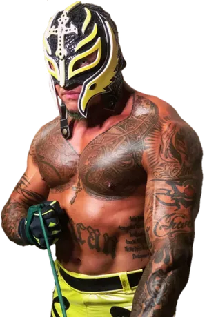 Masked Wrestlerwith Tattoos PNG image