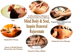 Massage Therapy Spa Treatments Collage PNG image
