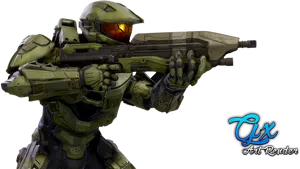 Master Chief Aimingwith Rifle PNG image