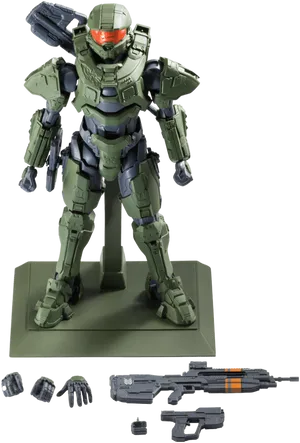 Master Chief Figureand Weapons PNG image