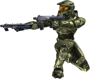 Master Chief With Assault Rifle PNG image
