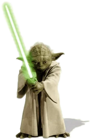 Master Yoda With Lightsaber PNG image