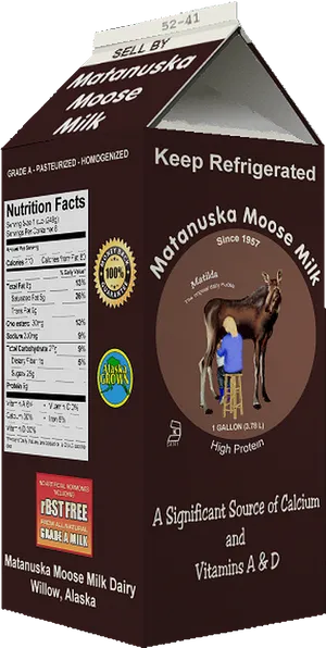 Matanuska Moose Milk Carton PNG image
